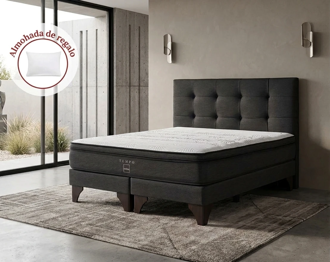 DORMITORIO EUROPEO ROSEN TEMPO QUEEN ISSEY GRAFITO + 2 ALMOHADAS - 1