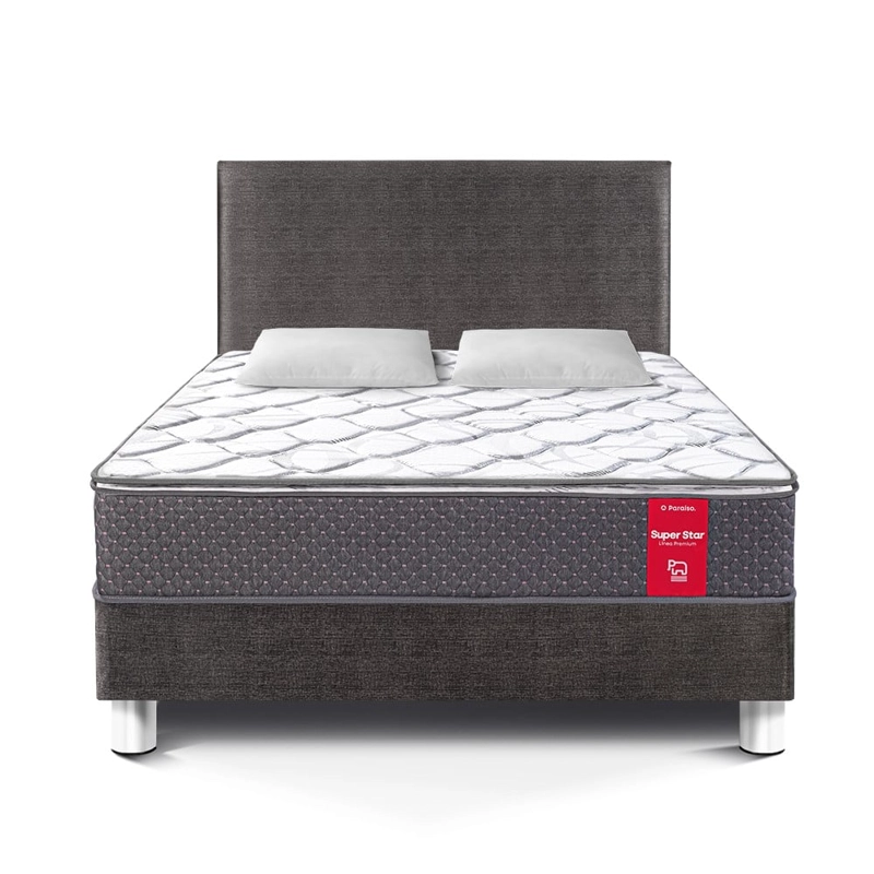 DORMITORIO AMERICANO PARAÍSO SUPER STAR 2 PLAZAS ACERO + 2 ALMOHADAS + PROTECTOR - 3