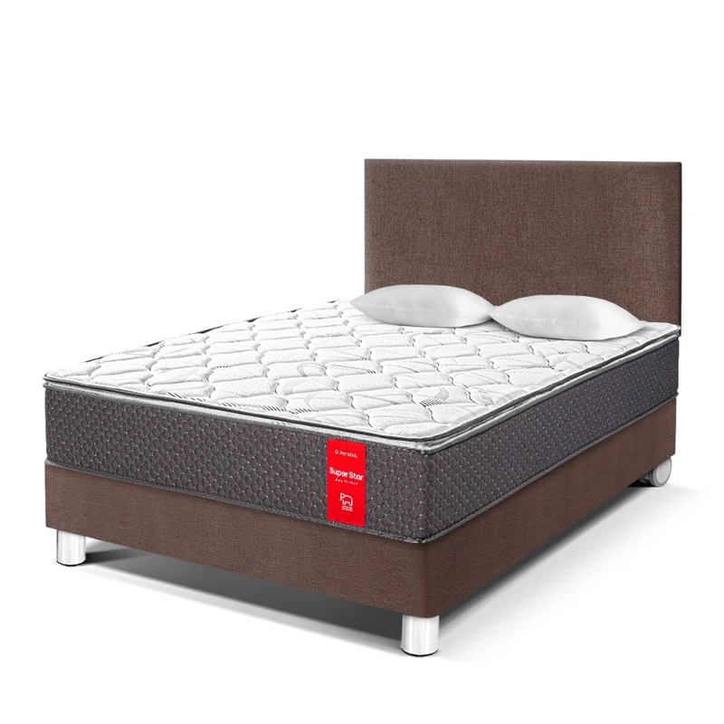 DORMITORIO PARAÍSO SUPER STAR 2 PLAZAS CHOCOLATE + 2 ALMOHADAS + PROTECTOR - 1