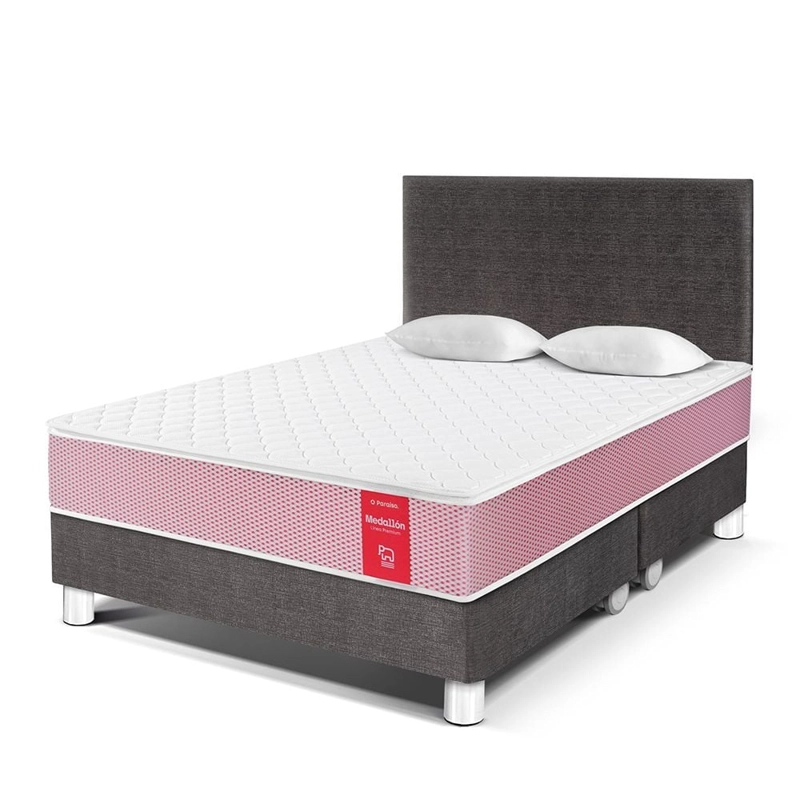 DORMITORIO PARAÍSO MEDALLÓN QUEEN ERGOSOFT ACERO + 2 ALMOHADAS + PROTECTOR - 1