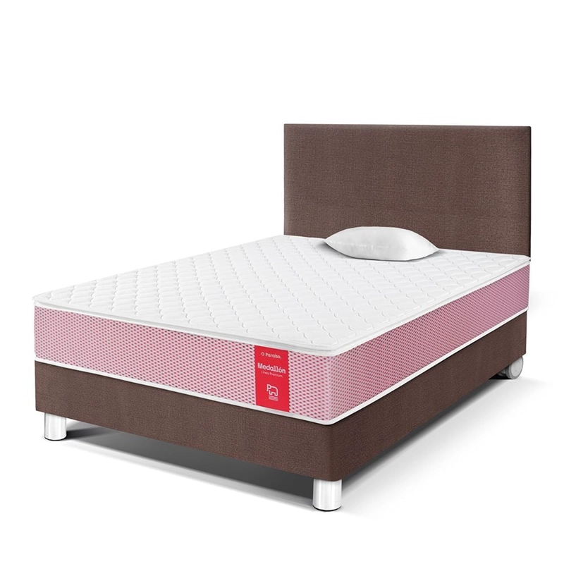 DORMITORIO PARAÍSO MEDALLÓN 1.5 PLAZAS ERGOSOFT CHOCOLATE + 1 ALMOHADA + PROTECTOR - 1