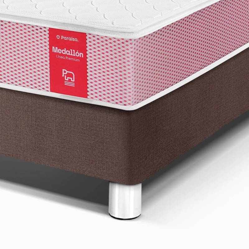 DORMITORIO PARAÍSO MEDALLÓN 1.5 PLAZAS ERGOSOFT CHOCOLATE + 1 ALMOHADA + PROTECTOR - 2