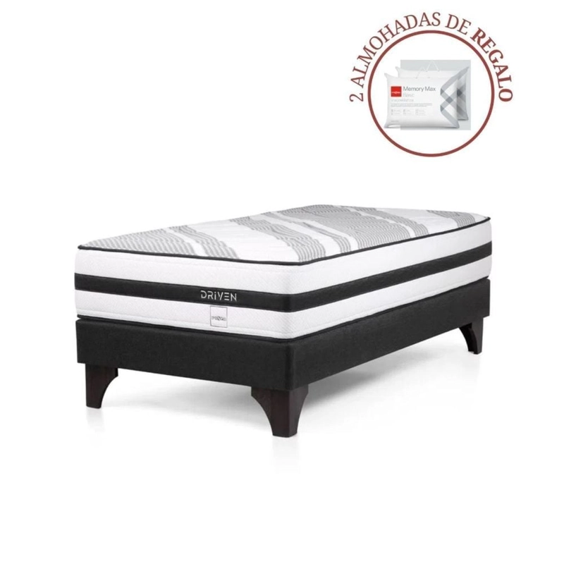 CAMA EUROPEA ROSEN DRIVEN 1.5 PLAZAS + 1 ALMOHADA MEMORY MAX - 1