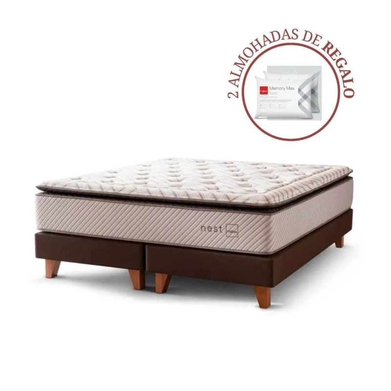 CAMA EUROPEA ROSEN NEST KING + 2 ALMOHADAS MEMORY MAX - 1