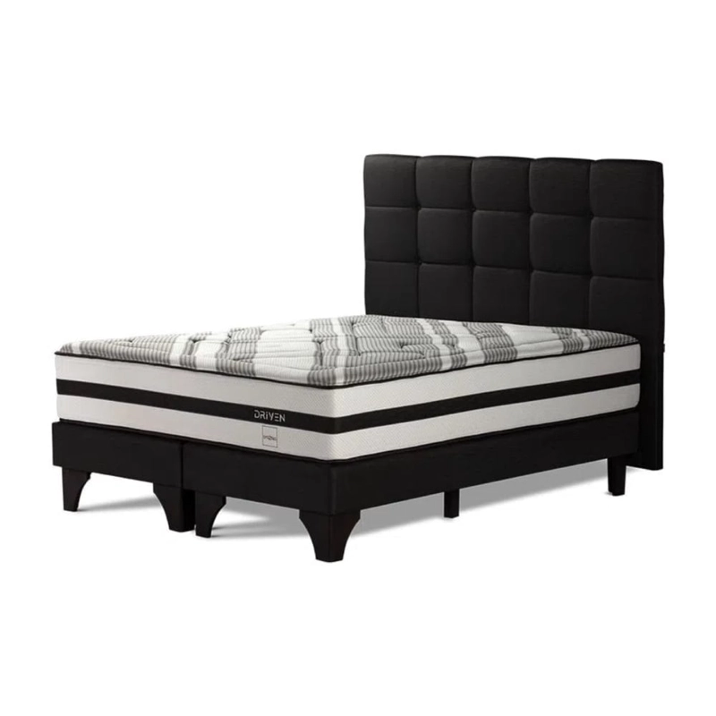 DORMITORIO EUROPEO ROSEN DRIVEN QUEEN ISSEY GRAFITO + 2 VELADORES + 2 ALMOHADAS MEMORY MAX - 2