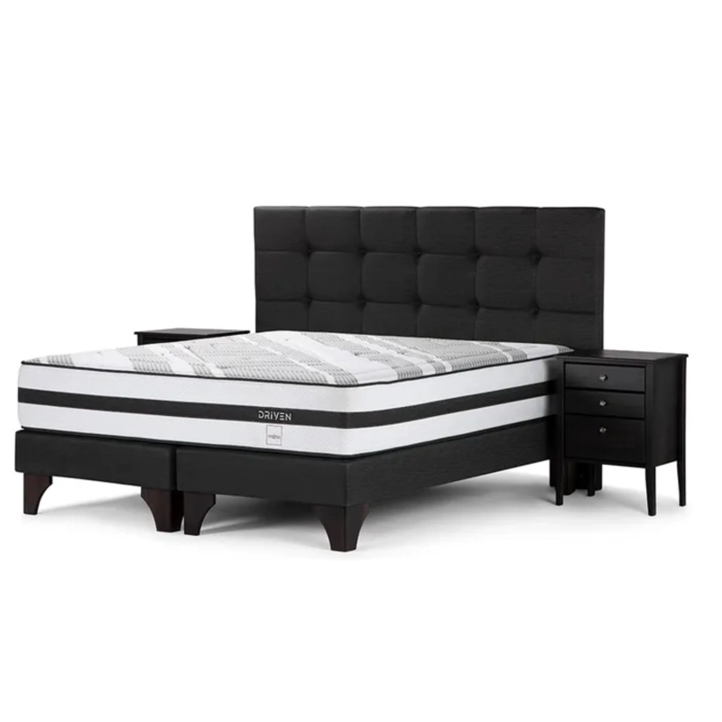 DORMITORIO EUROPEO ROSEN DRIVEN KING ISSEY GRAFITO + 2 VELADORES + 2 ALMOHADAS MEMORY MAX - 1