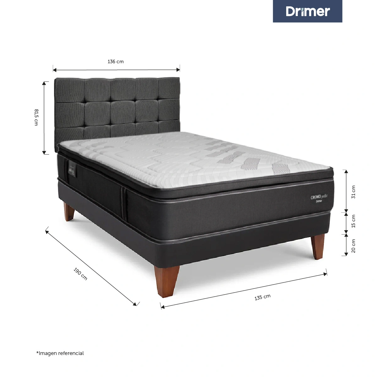 DORMITORIO EUROPEO DRIMER CROMOPEDIC GOLD 2 PLAZAS - 3