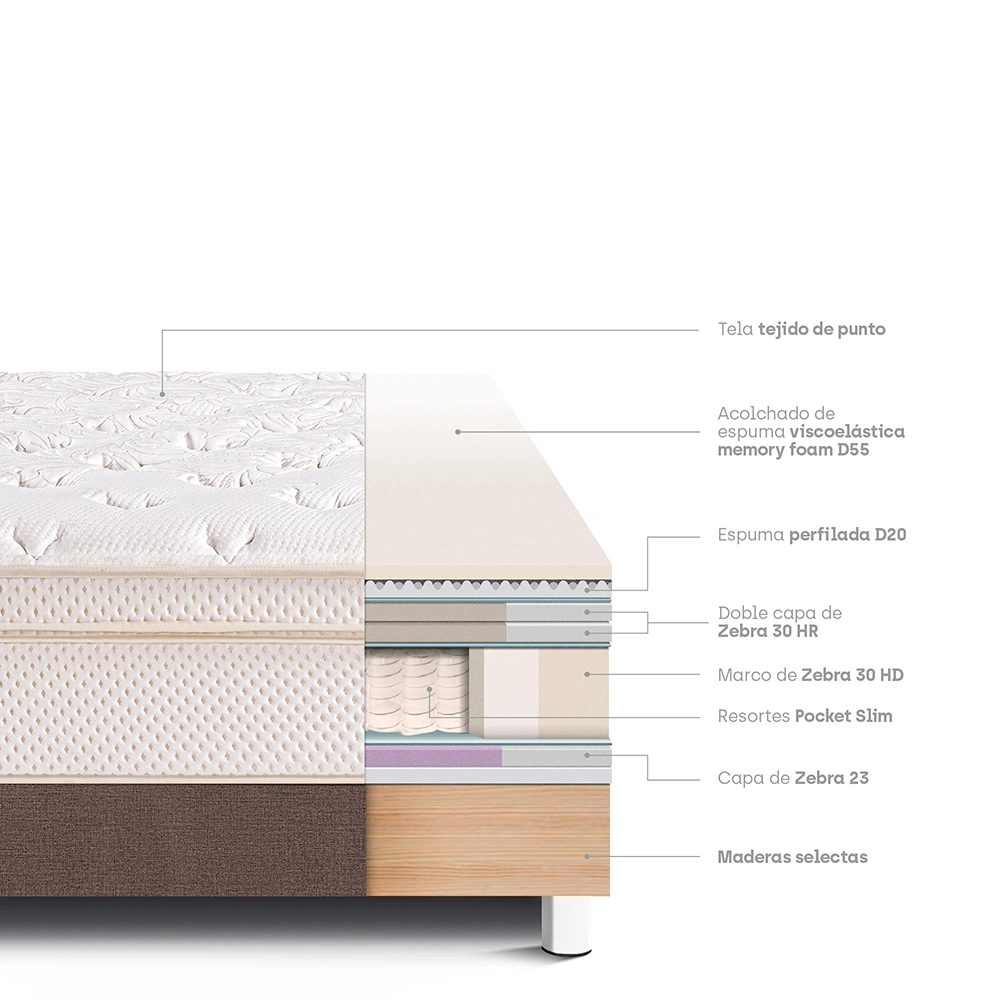 CAMA PARAÍSO ROYAL CLOUD 2 PLAZAS CHOCOLATE + 2 ALMOHADAS VISCOELÁSTICAS - 4