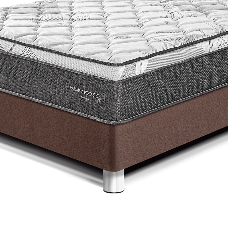 CAMA AMERICANA PARAÍSO POCKET STAR QUEEN CHOCOLATE + 2 ALMOHADAS + PROTECTOR - 2