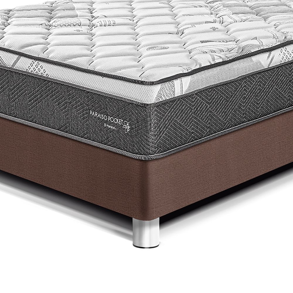 CAMA AMERICANA PARAÍSO POCKET STAR KING CHOCOLATE + 2 ALMOHADAS + PROTECTOR - 2