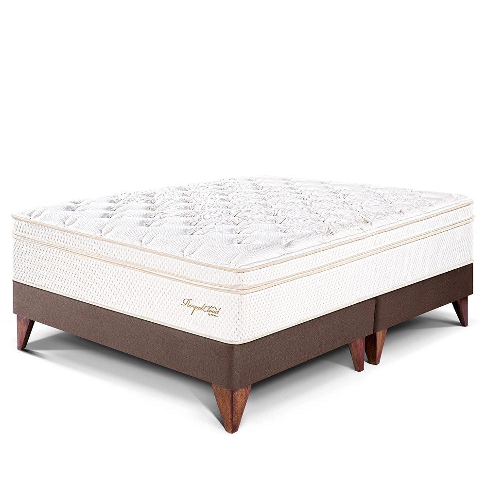 CAMA EUROPEA PARAÍSO ROYAL CLOUD QUEEN CHOCOLATE + 2 ALMOHADAS VISCOELÁSTICAS - 1