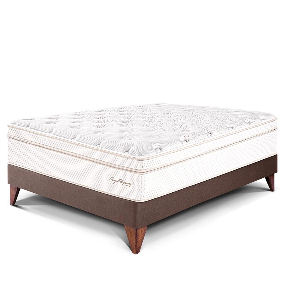 CAMA EUROPEA PARAÍSO ROYAL DYNASTY 2 PLAZAS CHOCOLATE + 2 ALMOHADAS VISCOELÁSTICAS - 1