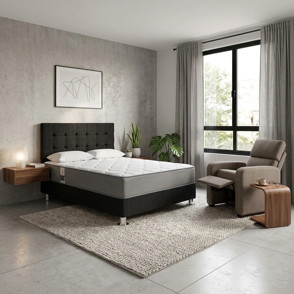 DORMITORIO AMERICANO FORLI POLARIS 2 PLAZAS + CABECERA + 2 ALMOHADAS + RECLINABLE FE - 1