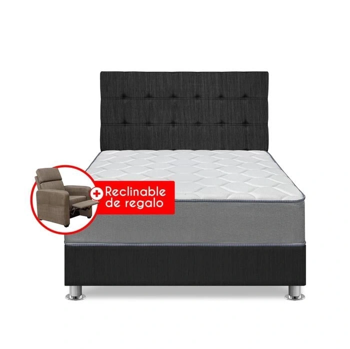 DORMITORIO AMERICANO FORLI POLARIS 2 PLAZAS + CABECERA + 2 ALMOHADAS + RECLINABLE FE - 2