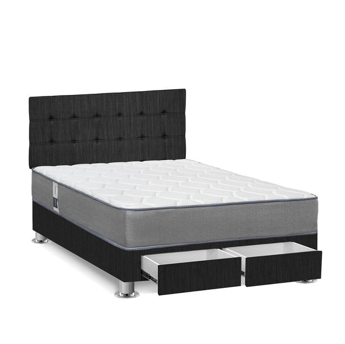 DORMITORIO CON CAJONES FORLI POLARIS 2 PLAZAS + RECLINABLE FE + 2 ALMOHADAS - 3