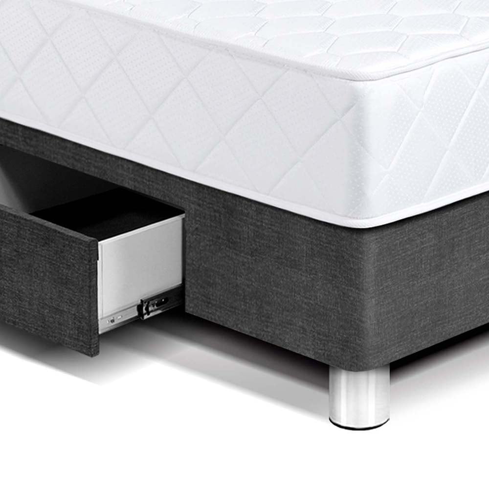 CAMA AMERICANA PARAÍSO MILANO CON CAJONES 1.5 PLAZAS GRIS + 1 ALMOHADA + PROTECTOR - 2