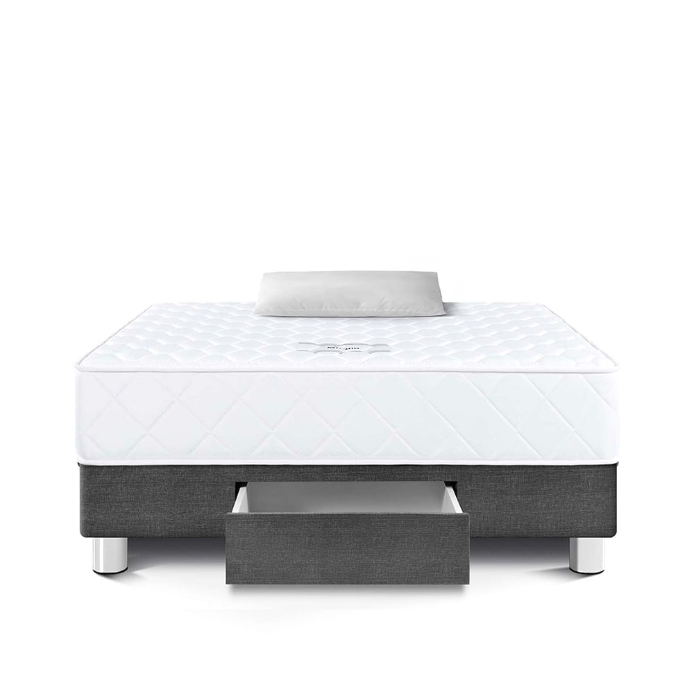 CAMA AMERICANA PARAÍSO MILANO CON CAJONES 1.5 PLAZAS GRIS + 1 ALMOHADA + PROTECTOR - 3
