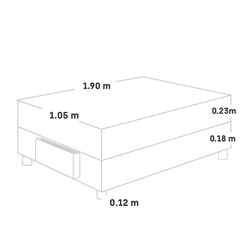 CAMA AMERICANA PARAÍSO MILANO CON CAJONES 1.5 PLAZAS GRIS + 1 ALMOHADA + PROTECTOR - 5