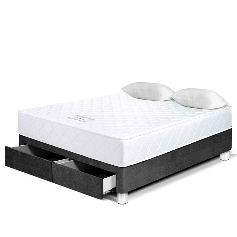 CAMA AMERICANA PARAÍSO MILANO CON CAJONES 2 PLAZAS GRIS + 2 ALMOHADAS + PROTECTOR - 1