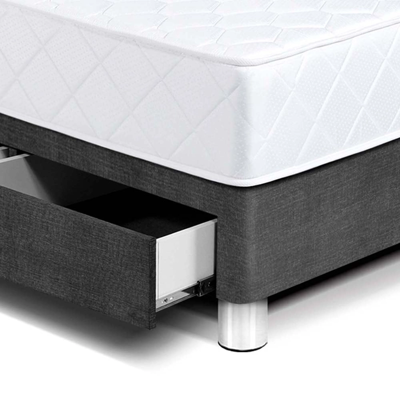 CAMA AMERICANA PARAÍSO MILANO CON CAJONES 2 PLAZAS GRIS + 2 ALMOHADAS + PROTECTOR - 2