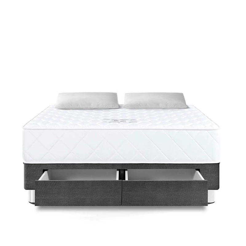 CAMA AMERICANA PARAÍSO MILANO CON CAJONES 2 PLAZAS GRIS + 2 ALMOHADAS + PROTECTOR - 3