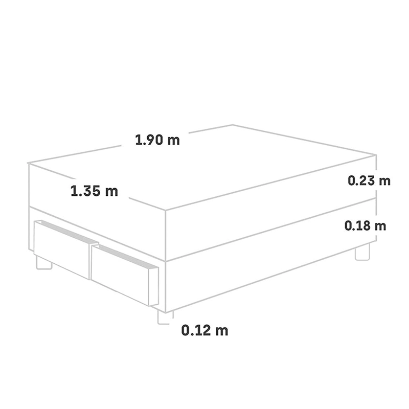 CAMA AMERICANA PARAÍSO MILANO CON CAJONES 2 PLAZAS GRIS + 2 ALMOHADAS + PROTECTOR - 5