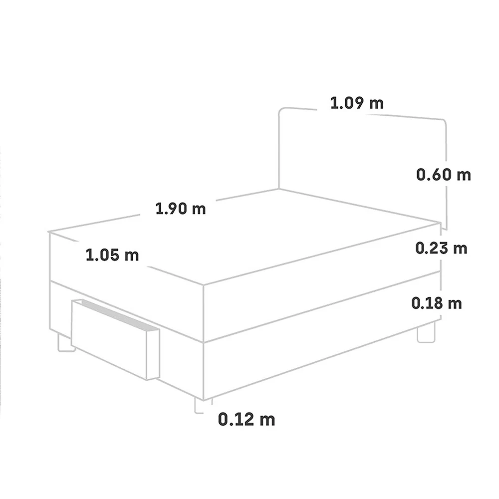 DORMITORIO CON CAJÓN PARAÍSO MILANO 1.5 PLAZAS + 1 ALMOHADA + PROTECTOR - 6