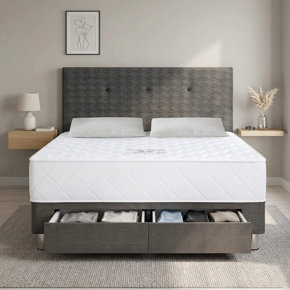 DORMITORIO AMERICANO CON CAJONES PARAÍSO MILANO 2 PLAZAS + 2 ALMOHADAS + PROTECTOR - 1