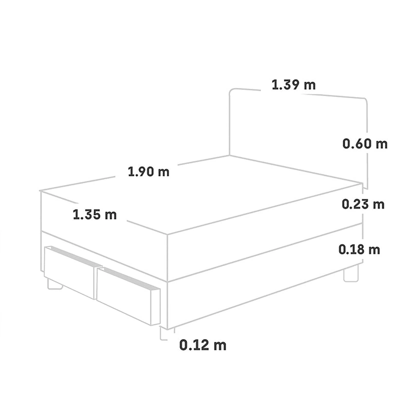 DORMITORIO AMERICANO CON CAJONES PARAÍSO MILANO 2 PLAZAS + 2 ALMOHADAS + PROTECTOR - 6