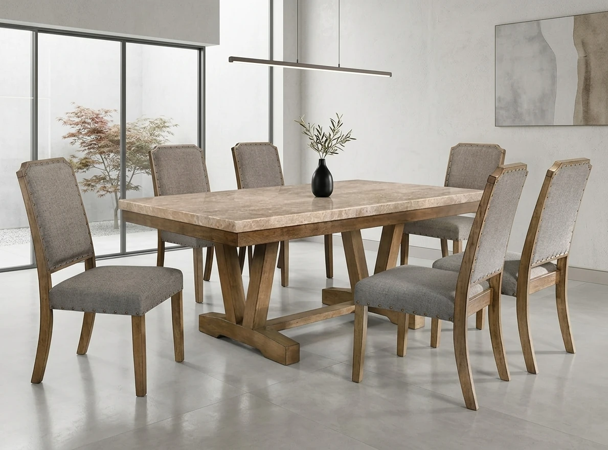 JUEGO COMEDOR RIPLEY HOME HAGEN 6 SILLAS MÁRMOL - 1