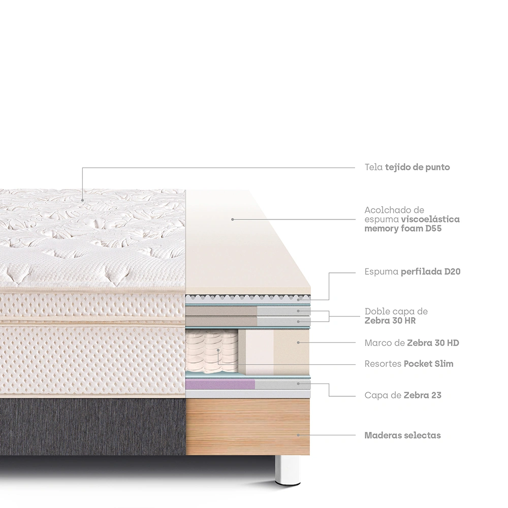 CAMA PARAÍSO ROYAL CLOUD QUEEN GRIS + 2 ALMOHADAS VISCOELÁSTICAS - 4