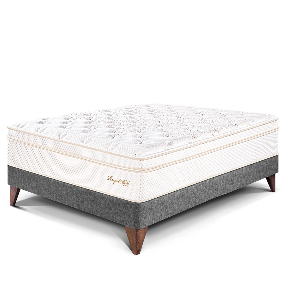 CAMA EUROPEA PARAÍSO ROYAL CLOUD 1.5 PLAZAS GRIS + 1 ALMOHADA VISCOELÁSTICA - 1
