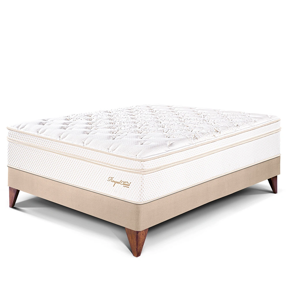 CAMA EUROPEA PARAÍSO ROYAL CLOUD 1.5 PLAZAS CHAMPAGNE + 1 ALMOHADA VISCOELÁSTICA - 1