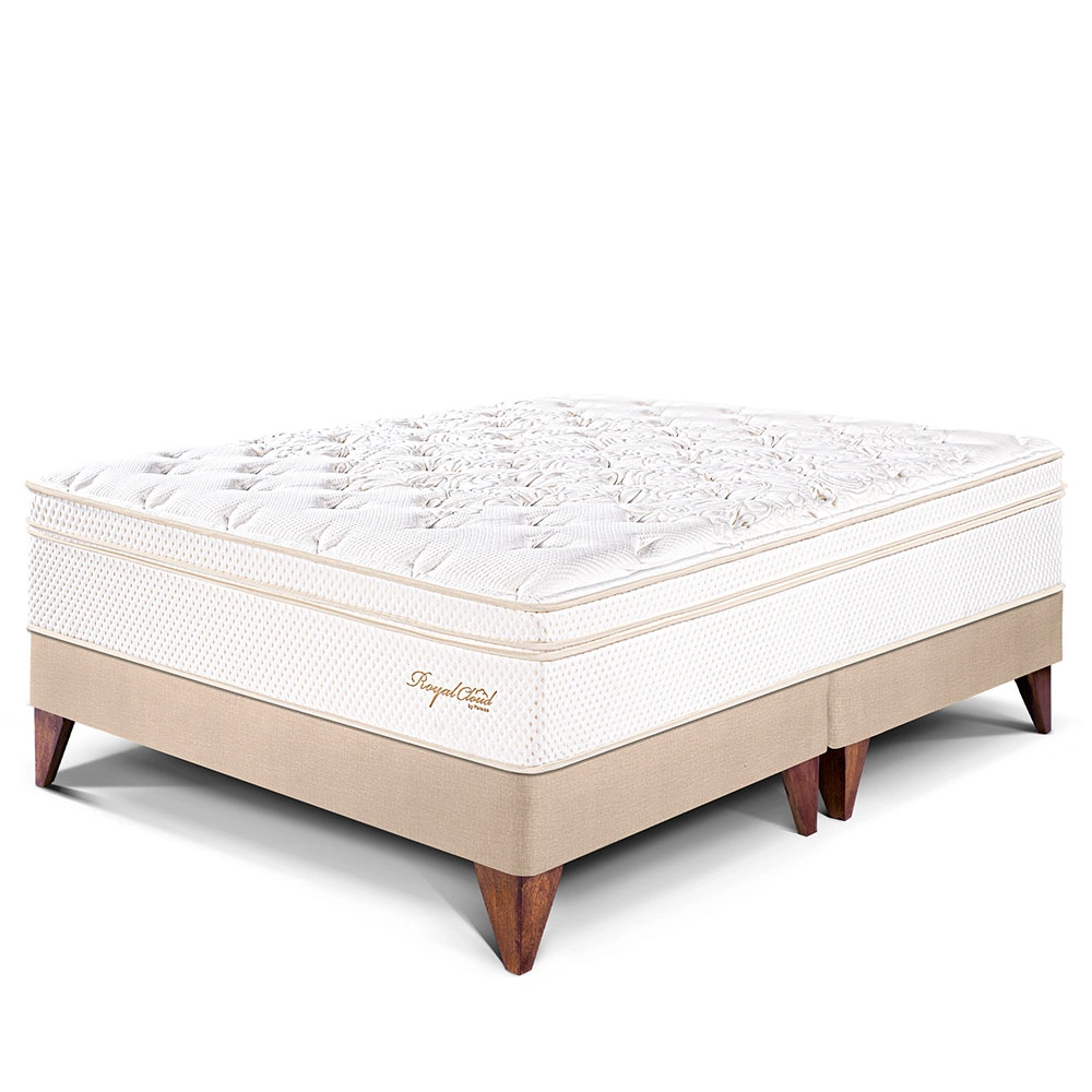 CAMA EUROPEA PARAÍSO ROYAL CLOUD QUEEN CHAMPAGNE + 2 ALMOHADAS VISCOELÁSTICAS - 1