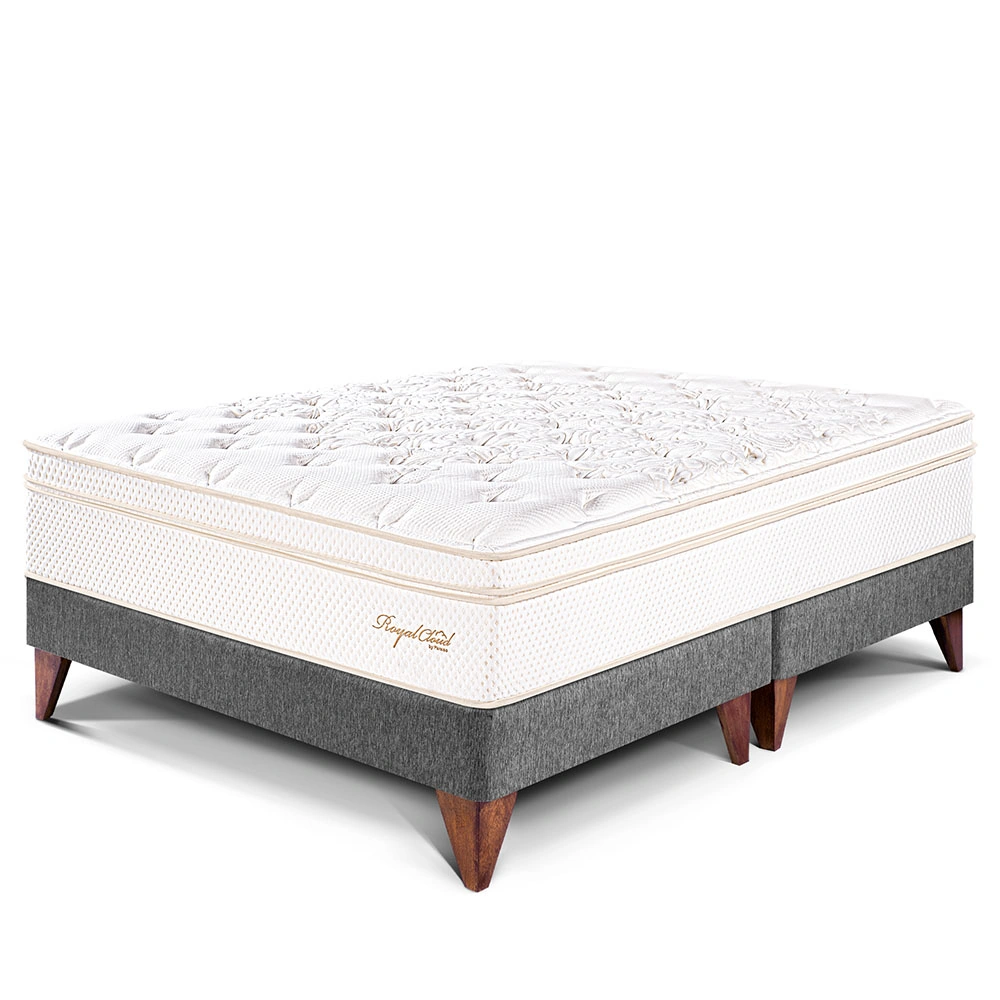 CAMA EUROPEA PARAÍSO ROYAL CLOUD KING GRIS + 2 ALMOHADAS VISCOELÁSTICAS - 1