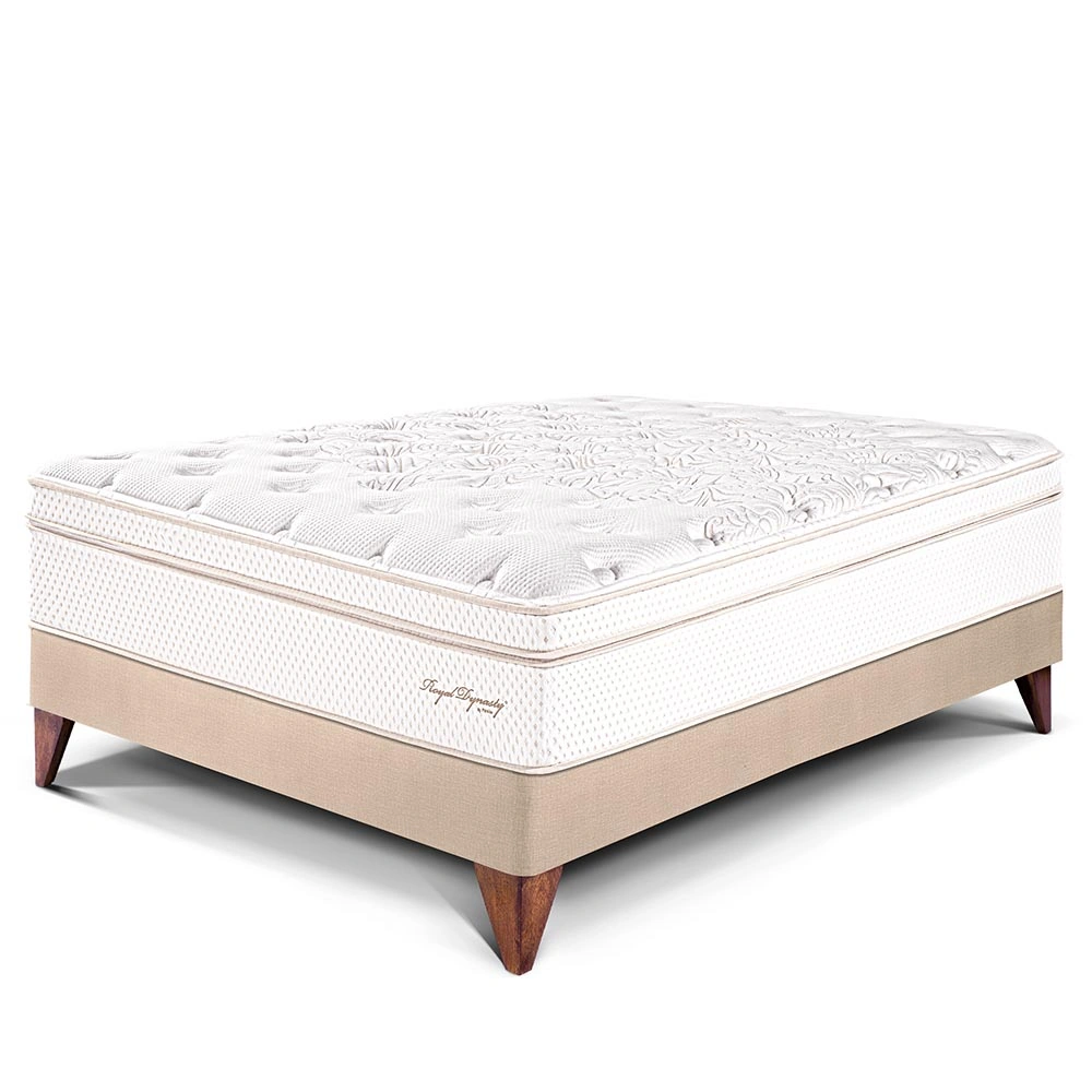 CAMA EUROPEA PARAÍSO ROYAL DYNASTY 2 PLAZAS CHAMPAGNE + 2 ALMOHADAS VISCOELÁSTICAS - 1
