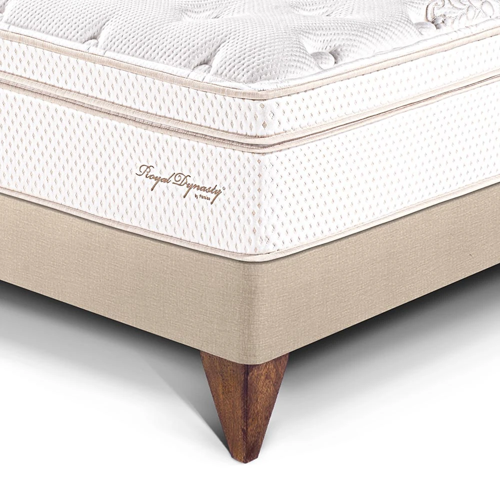 CAMA EUROPEA PARAÍSO ROYAL DYNASTY 2 PLAZAS CHAMPAGNE + 2 ALMOHADAS VISCOELÁSTICAS - 2