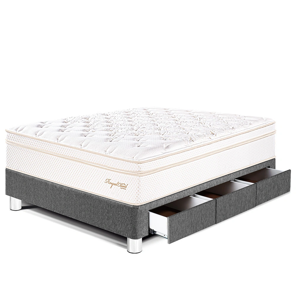 CAMA CON CAJONES PARAÍSO ROYAL CLOUD 1.5 PLAZAS GRIS + 1 ALMOHADA VISCOELÁSTICA - 1