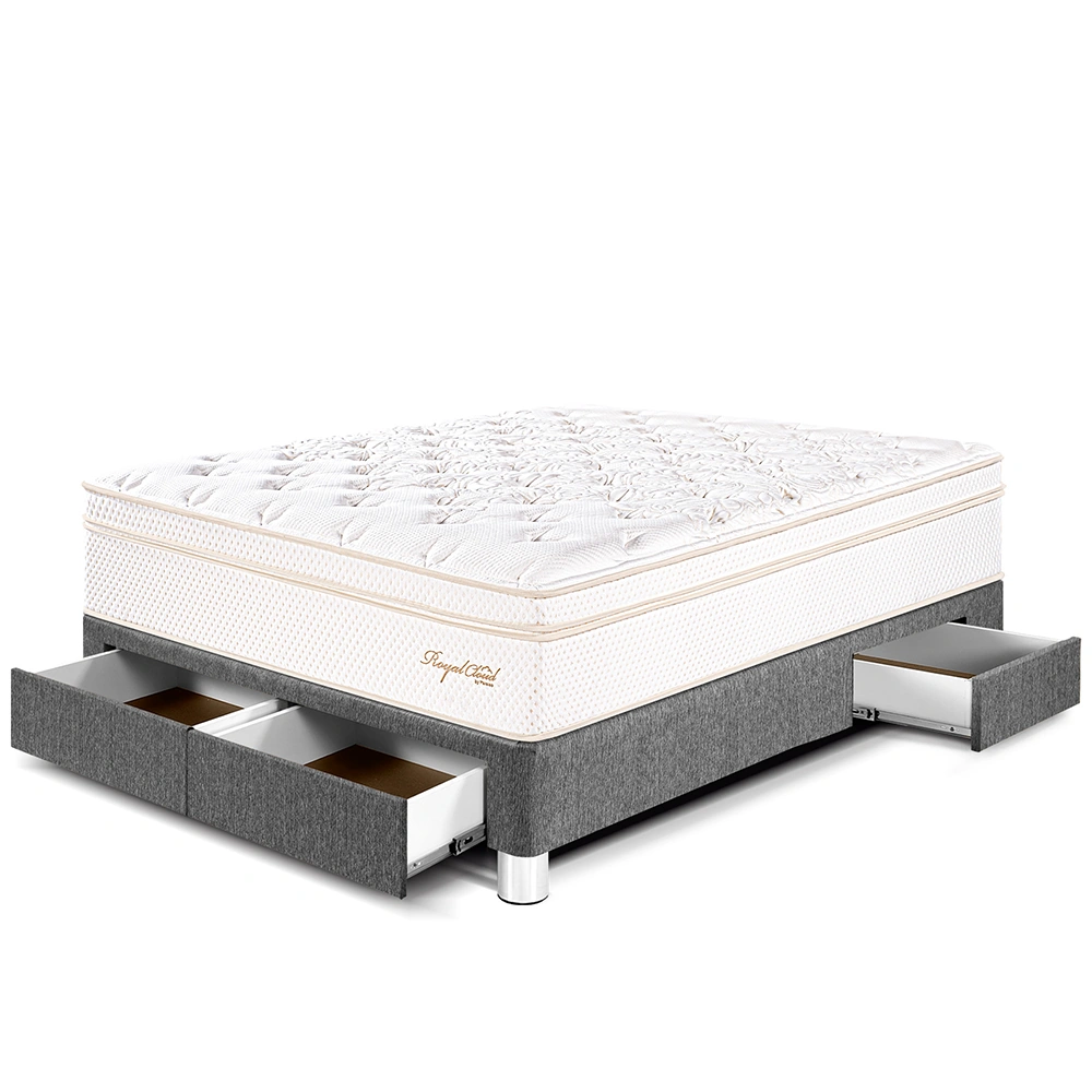 CAMA CON CAJONES PARAÍSO ROYAL CLOUD 2 PLAZAS GRIS + 2 ALMOHADAS VISCOELÁSTICAS - 1