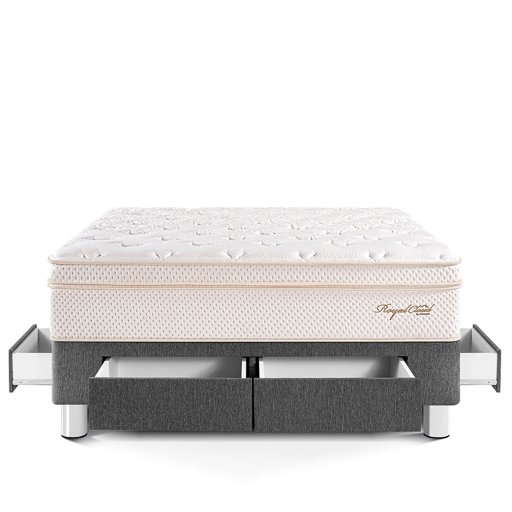 CAMA CON CAJONES PARAÍSO ROYAL CLOUD QUEEN GRIS + 2 ALMOHADAS VISCOELÁSTICAS - 3