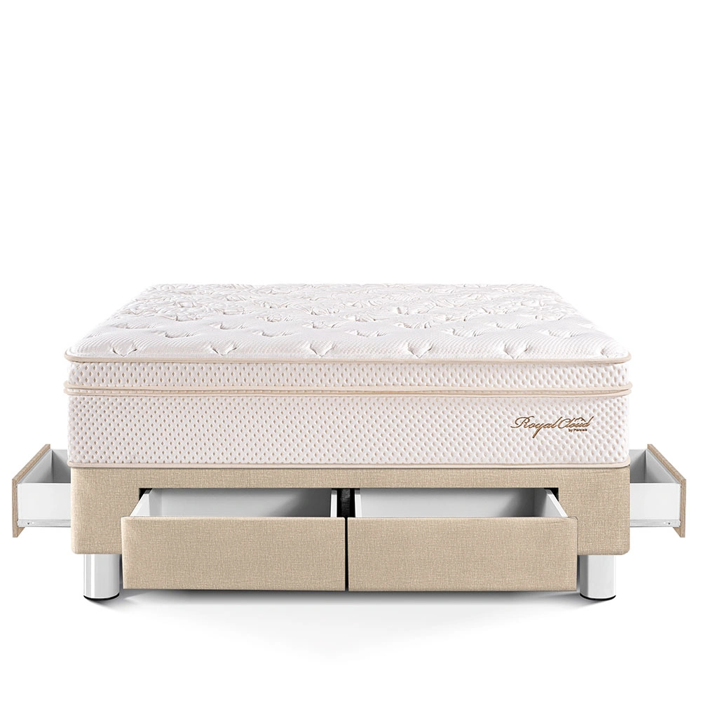 CAMA CON CAJONES PARAÍSO ROYAL CLOUD QUEEN CHAMPAGNE + 2 ALMOHADAS VISCOELÁSTICAS - 3