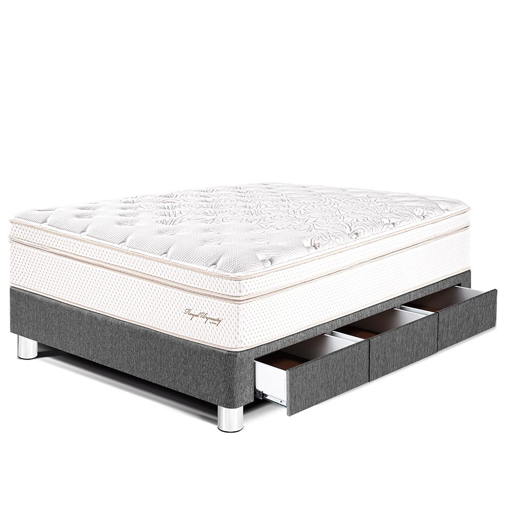 CAMA CON CAJONES PARAÍSO ROYAL DYNASTY 1.5 PLAZAS GRIS + 1 ALMOHADA VISCOELÁSTICA - 1