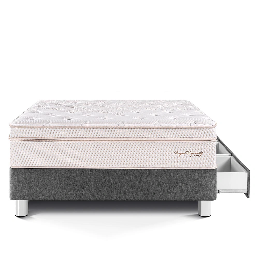 CAMA CON CAJONES PARAÍSO ROYAL DYNASTY 1.5 PLAZAS GRIS + 1 ALMOHADA VISCOELÁSTICA - 3