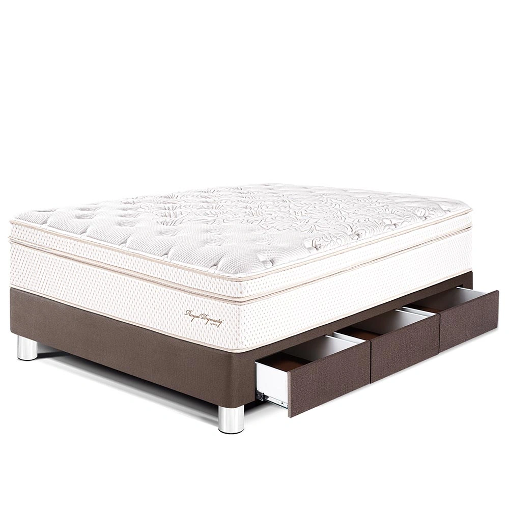 CAMA CON CAJONES PARAÍSO ROYAL DYNASTY 1.5 PLAZAS CHOCOLATE + 1 ALMOHADA VISCOELÁSTICA - 1