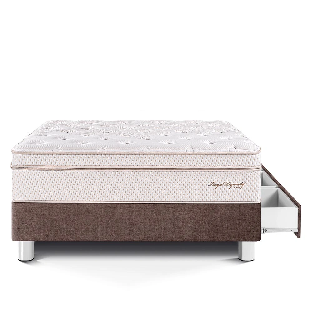 CAMA CON CAJONES PARAÍSO ROYAL DYNASTY 1.5 PLAZAS CHOCOLATE + 1 ALMOHADA VISCOELÁSTICA - 3