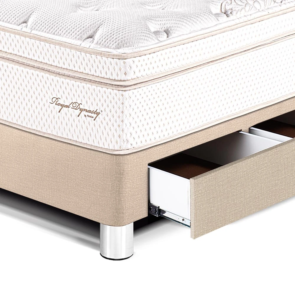 CAMA CON CAJONES PARAÍSO ROYAL DYNASTY 1.5 PLAZAS CHAMPAGNE + 1 ALMOHADA VISCOELÁSTICA - 2