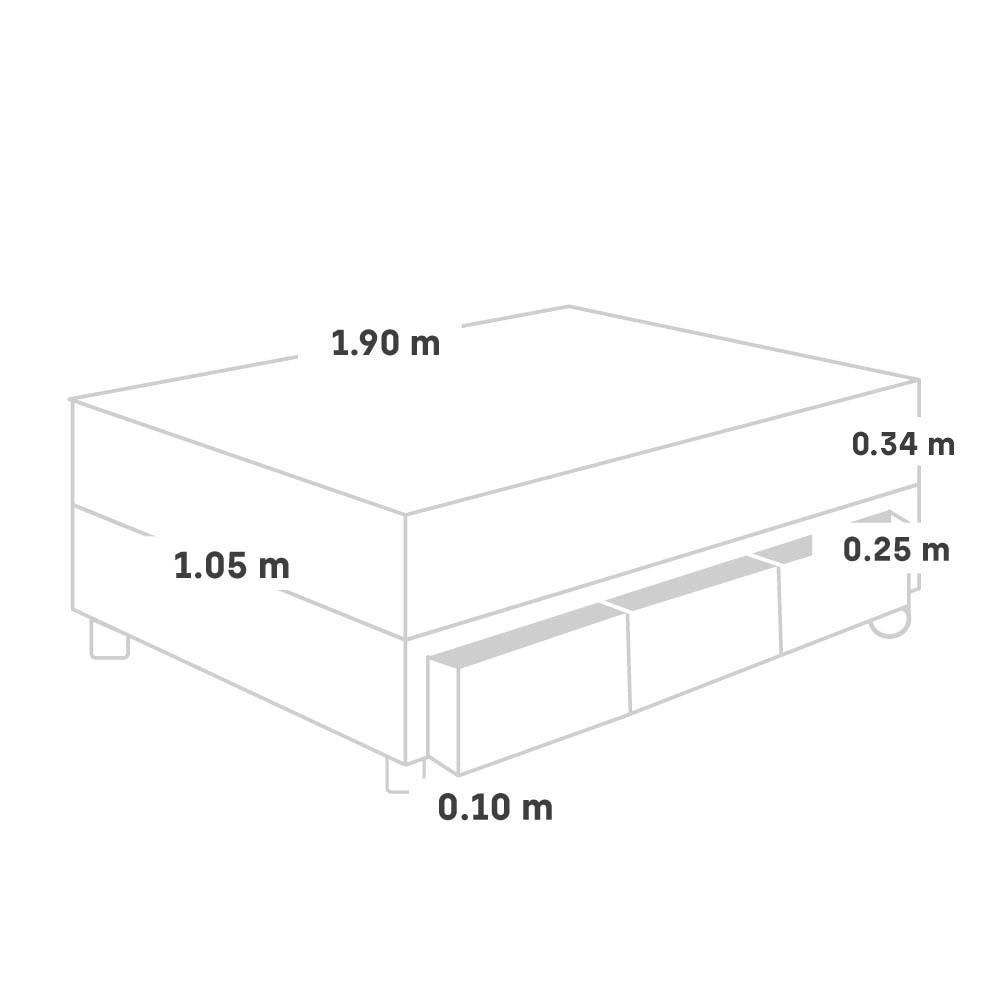 CAMA CON CAJONES PARAÍSO ROYAL DYNASTY 1.5 PLAZAS CHAMPAGNE + 1 ALMOHADA VISCOELÁSTICA - 5
