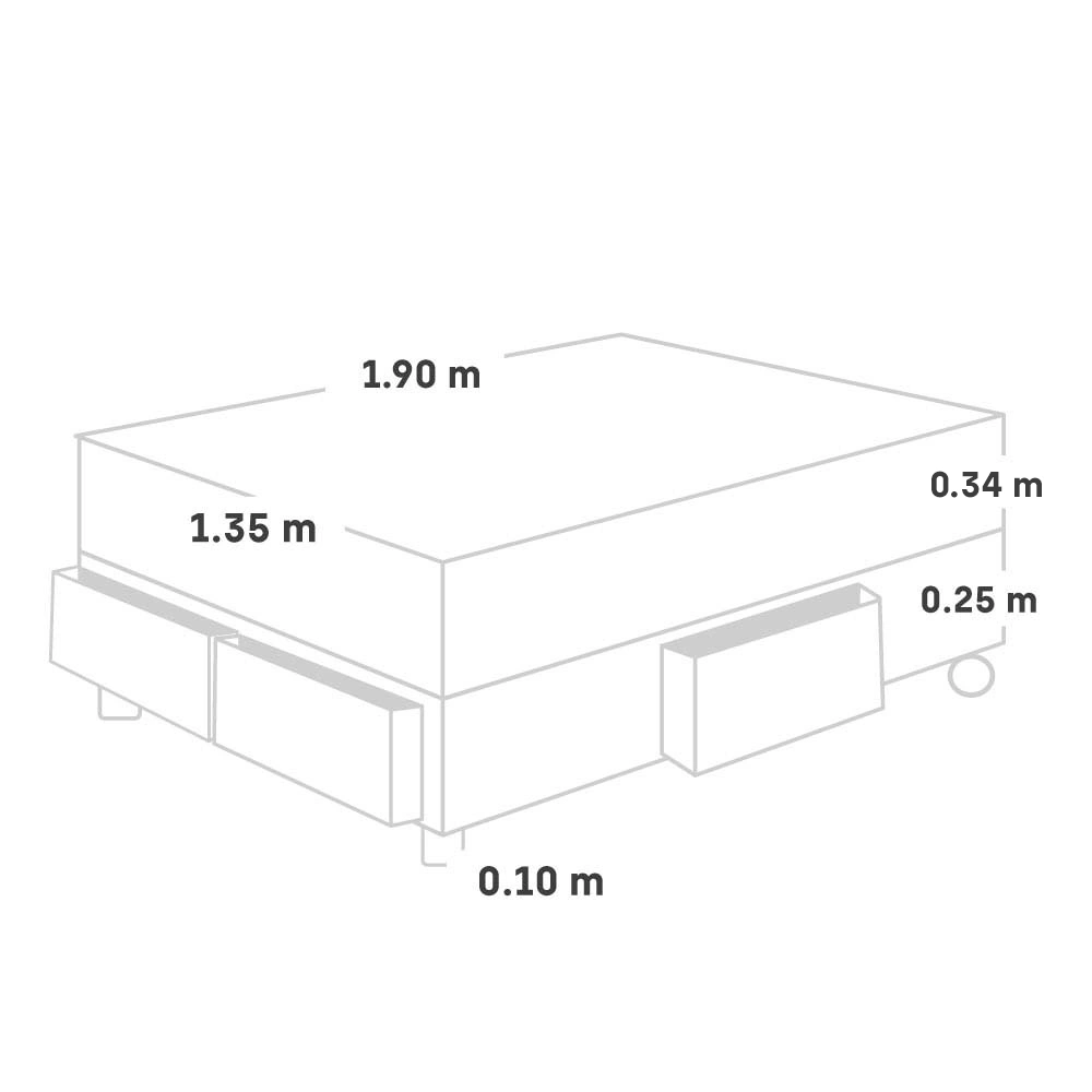 CAMA CON CAJONES PARAÍSO ROYAL DYNASTY 2 PLAZAS CHOCOLATE + 2 ALMOHADAS VISCOELÁSTICAS - 5