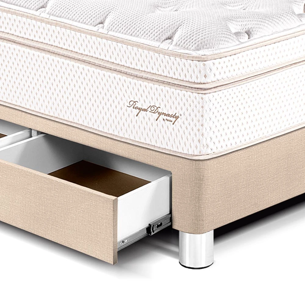 CAMA CON CAJONES PARAÍSO ROYAL DYNASTY QUEEN CHAMPAGNE + 2 ALMOHADAS VISCOELÁSTICAS - 2
