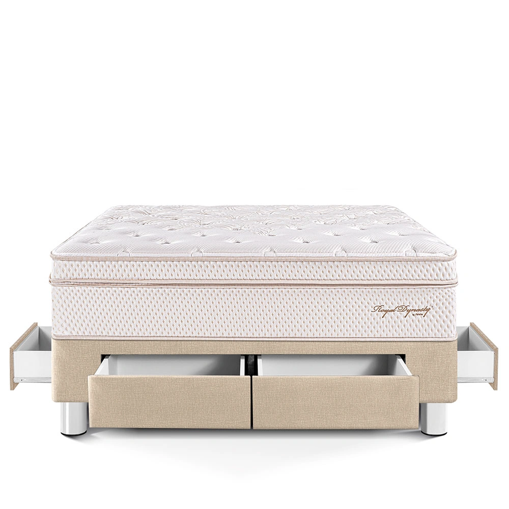 CAMA CON CAJONES PARAÍSO ROYAL DYNASTY QUEEN CHAMPAGNE + 2 ALMOHADAS VISCOELÁSTICAS - 3